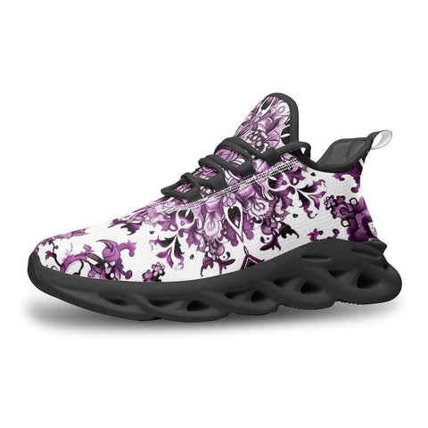 Sports Mesh Sneakers Watercolor Purple Flowers Pattern