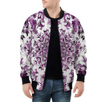 Bomber Jacket Watercolor Purple Flowers Pattern