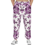 Men's Sweatpants Watercolor Purple Flowers Pattern