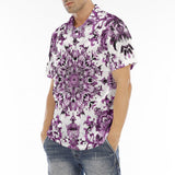 Men's Polo Shirt Watercolor Purple Flowers Pattern