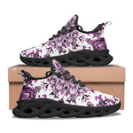 Sports Mesh Sneakers Watercolor Purple Flowers Pattern