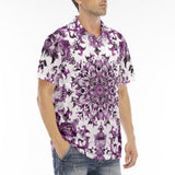 Men's Polo Shirt Watercolor Purple Flowers Pattern