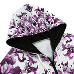 Men's Zip Up Hoodie Watercolor Purple Flowers Pattern
