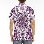 Men's Polo Shirt Watercolor Purple Flowers Pattern