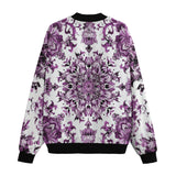 Bomber Jacket Watercolor Purple Flowers Pattern