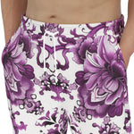 Men's Sweatpants Watercolor Purple Flowers Pattern