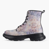 Casual Leather Chunky Boots Elegant Light Pastel Pattern