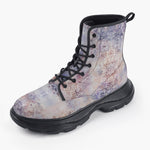Casual Leather Chunky Boots Elegant Light Pastel Pattern