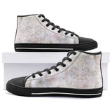 High-Top Canvas Shoes Watercolor Pastel Lace Pattern