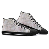 High-Top Canvas Shoes Watercolor Pastel Lace Pattern