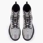 Casual Leather Chunky Boots Watercolor Pastel Lace Pattern