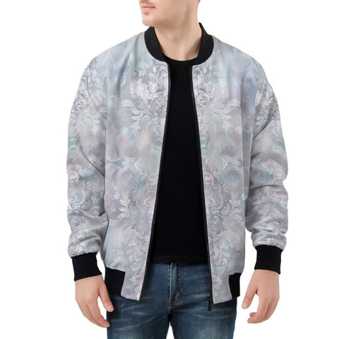 Bomber Jacket Delicate Pastel Lace and Floral Art