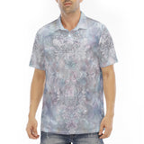 Men's Polo Shirt Delicate Pastel Lace and Floral Art