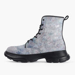 Casual Leather Chunky Boots Delicate Pastel Lace and Floral Art