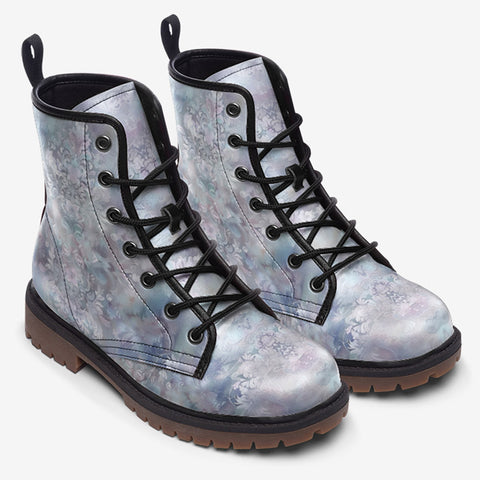 Leather Boots Delicate Pastel Lace and Floral Art