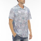 Men's Polo Shirt Delicate Pastel Lace and Floral Art