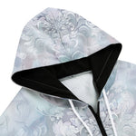 Men's Zip Up Hoodie Delicate Pastel Lace and Floral Art