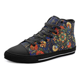 High-Top Canvas Shoes Floral Ornament