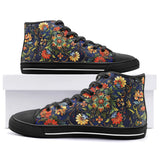 High-Top Canvas Shoes Floral Ornament