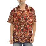 Hawaiian Shirt Golden and Red Arabesque Pattern