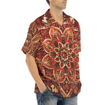 Hawaiian Shirt Golden and Red Arabesque Pattern