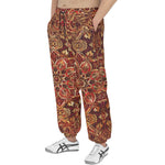 Men's Sweatpants Golden and Red Arabesque Pattern