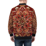 Bomber Jacket Golden and Red Arabesque Pattern