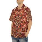 Hawaiian Shirt Golden and Red Arabesque Pattern