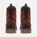 Leather Boots Golden and Red Arabesque Pattern
