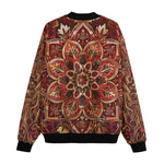 Bomber Jacket Golden and Red Arabesque Pattern