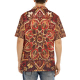 Hawaiian Shirt Golden and Red Arabesque Pattern