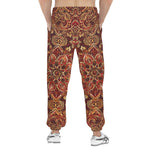 Men's Sweatpants Golden and Red Arabesque Pattern