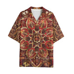 Hawaiian Shirt Golden and Red Arabesque Pattern