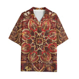 Hawaiian Shirt Golden and Red Arabesque Pattern