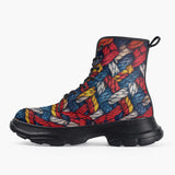 Casual Leather Chunky Boots Colorful Ropes