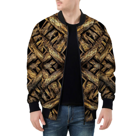 Bomber Jacket Golden Woven Pattern