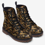 Leather Boots Golden Woven Pattern