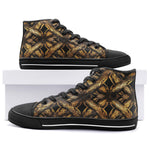 High-Top Canvas Shoes Golden Woven Pattern
