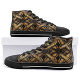 High-Top Canvas Shoes Golden Woven Pattern