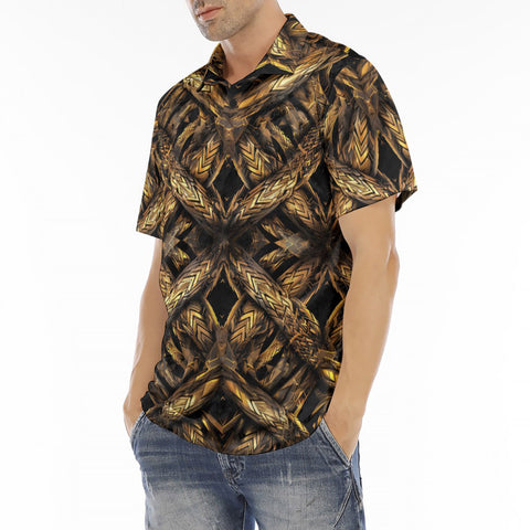 Men's Polo Shirt Golden Woven Pattern