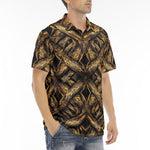 Men's Polo Shirt Golden Woven Pattern