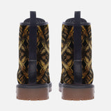 Leather Boots Golden Woven Pattern