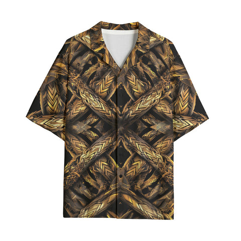 Hawaiian Shirt Golden Woven Pattern