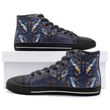 High-Top Canvas Shoes Gothic Dark Blue Butterflies