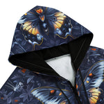 Men's Zip Up Hoodie Gothic Dark Blue Butterflies