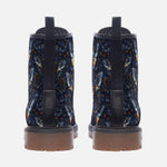 Leather Boots Gothic Dark Blue Butterflies