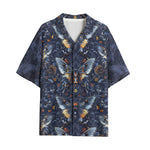 Hawaiian Shirt Gothic Dark Blue Butterflies