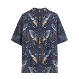 Hawaiian Shirt Gothic Dark Blue Butterflies