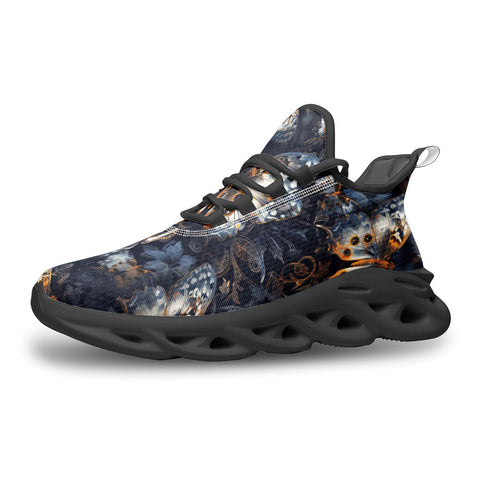 Sports Mesh Sneakers Butterflies Dark Navy and Light Bronze