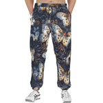 Men's Sweatpants Butterflies Dark Navy and Light Bronze